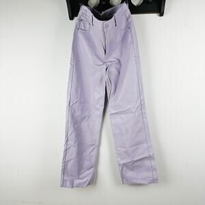 Zara Lilac Purple Faux Leather Wide Leg Trousers Easter Small